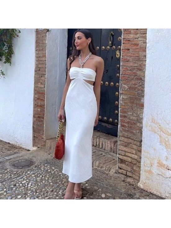 Zara Dresses & Skirts - NWT Zara Cut Out Chain Detail White Dress